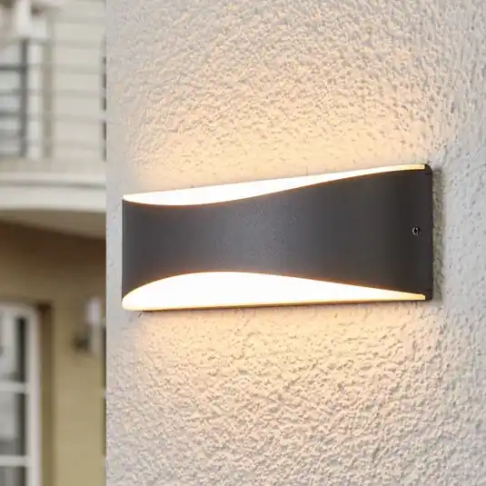Venkovní nástěnné svítidlo Lucande LED Akira, antracit, kov, 23 cm Vysoce Kvalitní