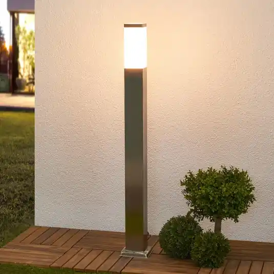 Lindby sloupek Lorian, 100 cm, nerezová ocel, IP44, E27 Poslední Šance
