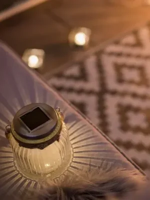 Solární LED stolní lampa Jar ze skla Jen Po Omezenou Doba