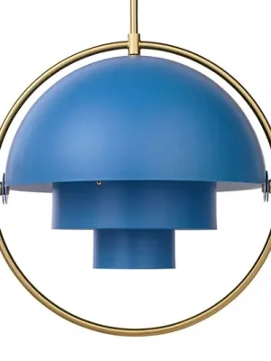 Značkový Závěsné svítidlo GUBI Multi-Lite, Ø 36 cm, mosaz/modrá