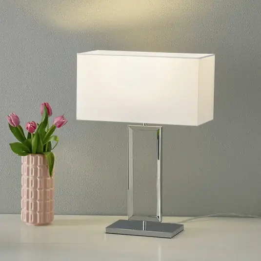 Novinka Helestra stolní lampa Enna 2, výška 53 cm, E14, bílá, textilní