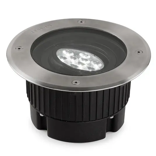 LED podlahové svítidlo Gea, Ø 18 cm, 3000K, nerezová ocel Cenový Hit