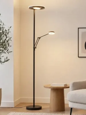 LED stojací lampa Barrie s čtecí lampičkou, matná černá Omezená Nabídka