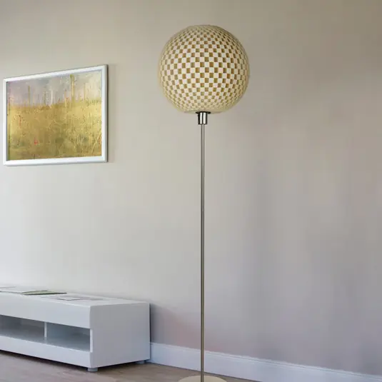 Levný Stojací lampa Flechtwerk, koule, krémově bílá