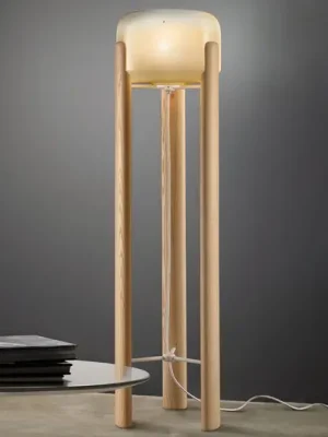 Rychlé Dodání Stojací lampa Sata stínidlo jantar noha dřevo jas