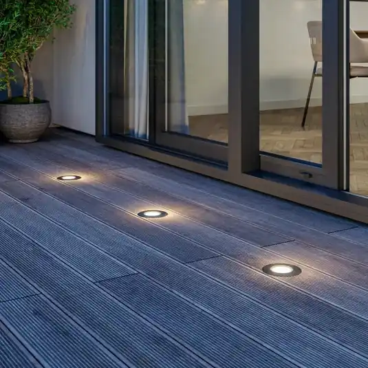Sleva LED zapuštěné podlahové svítidlo Lucande Ava, Ø 12 cm, kulaté, IP67