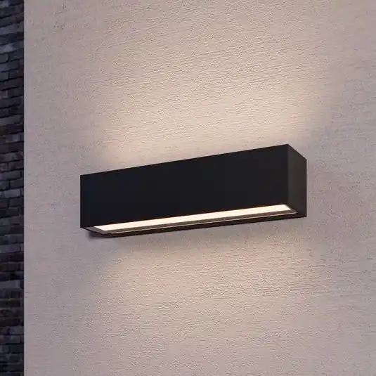 Originální Lucande LED nástěnné světlo Lengo, 25 cm antracit, nahoru/dolů 3000 K