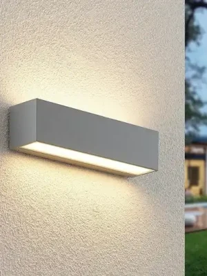 Super Cena Venkovní nástěnné svítidlo Lucande Lengo 25 cm, stříbrná, světlo směřující