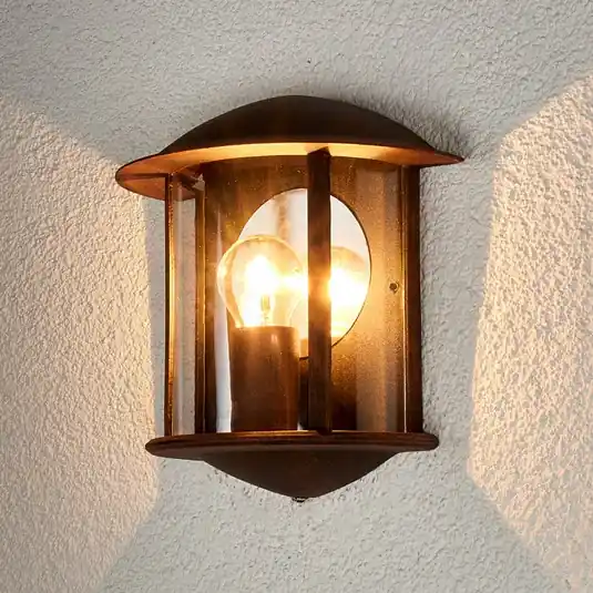Levný Venkovní nástěnné svítidlo Lindby Maelis, rezavě hnědá, kov, 27 cm, E27