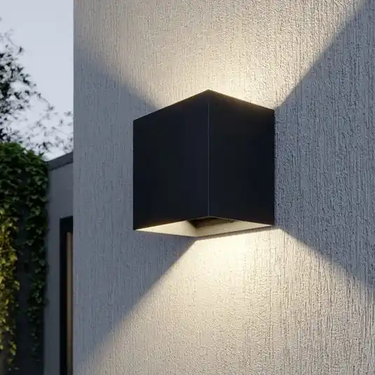 Venkovní nástěnné svítidlo Lucande LED Evie, 14 cm, antracit, nahoru/dolů Poslední Šance