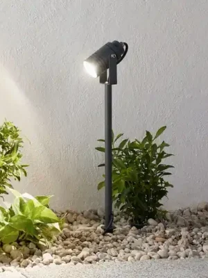 Ověřený Venkovní reflektor Lucande Galina, zemní hrot, zástrčka, šedá, 40 cm