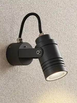 Sleva Venkovní nástěnné svítidlo Lucande Galina, šedé, hliník, výška 11,2 cm