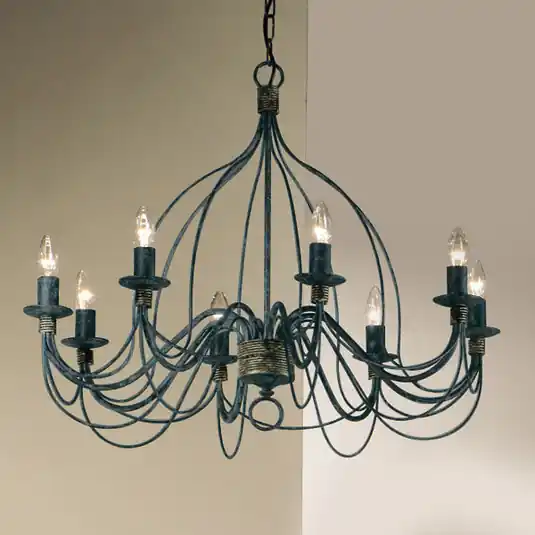Aktuální Lustr Filo, 8 žárovek, modročerný, kov, Ø 78 cm