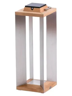 Solární lucerna Teckinox LED, teak/ocel, 65,5 cm Must-Have