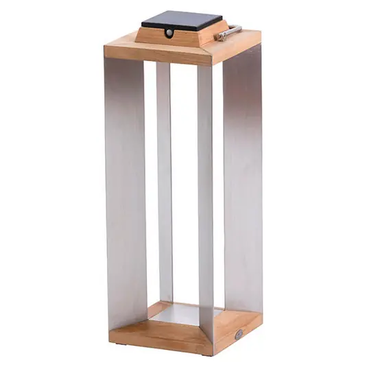 Solární lucerna Teckinox LED, teak/ocel, 65,5 cm Must-Have