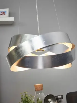 Značkový Závěsná lampa Pura se stříbrnými listy, 60 cm, 8x G9