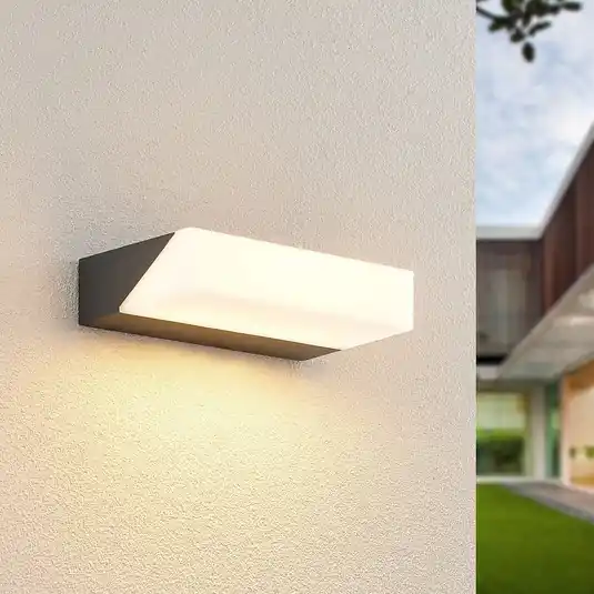 Venkovní nástěnné svítidlo Lucande LED Golnar, antracit, 25 cm Výprodej