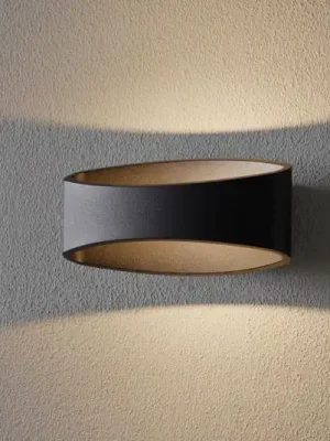 LED nástěnné světlo Trame, oválný tvar v černé Levný