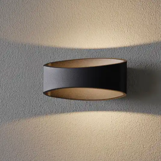 LED nástěnné světlo Trame, oválný tvar v černé Levný