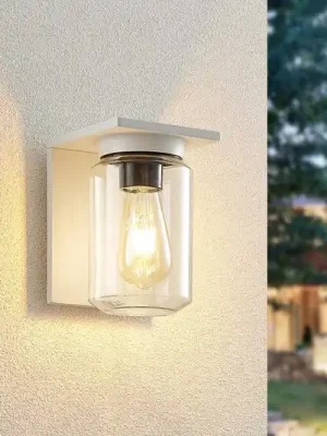Venkovní nástěnné svítidlo Lucande Semka, bílé, hliník, sklo, 20cm Akční Nabídka
