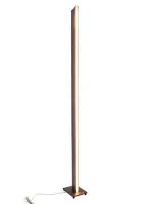 Značkový LED stojací lampa Madera, dřevo, stmívatelná