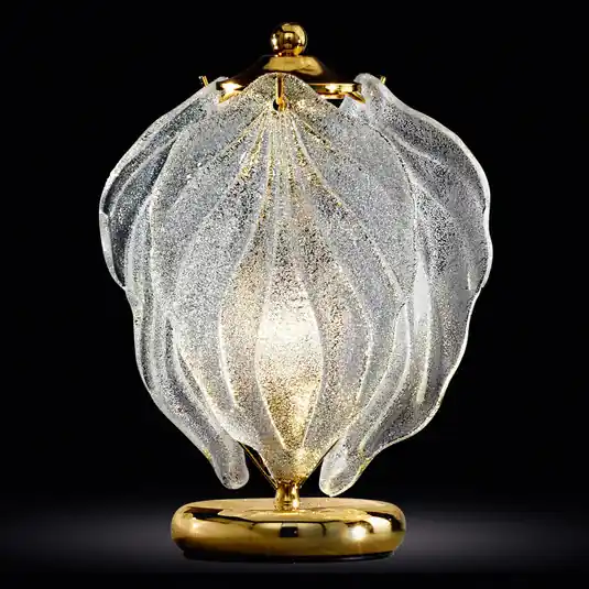Výprodej Skleněná stolní lampa Foglie ze skla Murano