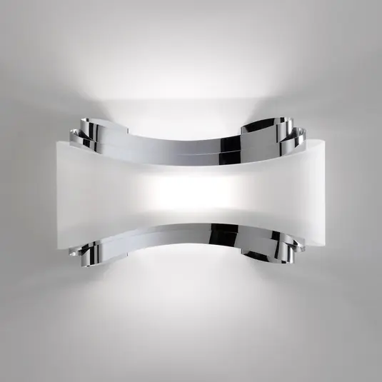 Novinka LED nástěnné světlo Ionica, skleněná clona, chrom