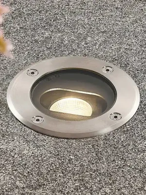Kulaté LED svítidlo pro zapuštění do podlahy Doris, nerezová ocel Ověřený