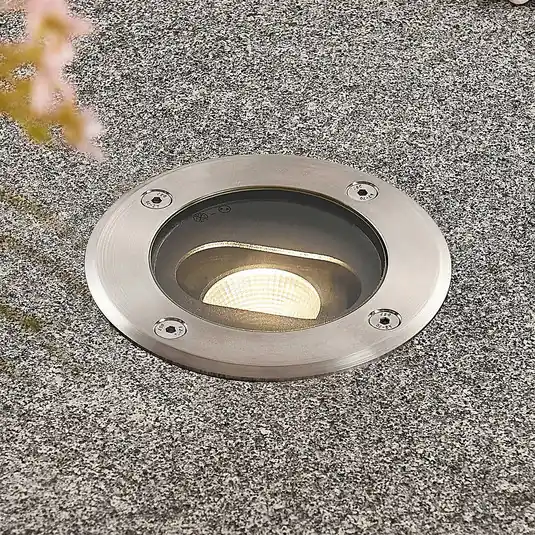 Kulaté LED svítidlo pro zapuštění do podlahy Doris, nerezová ocel Ověřený