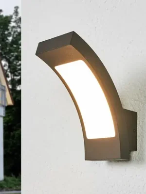 Venkovní nástěnné svítidlo Lucande LED Juvia, 19 cm, antracit, IP54 Oblíbený