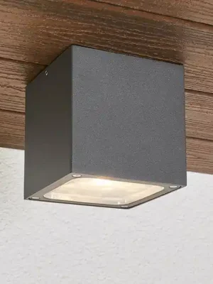 Kup Teď Lucande LED stropní svítidlo Tanea, 12x12 cm, tmavě šedé, IP54