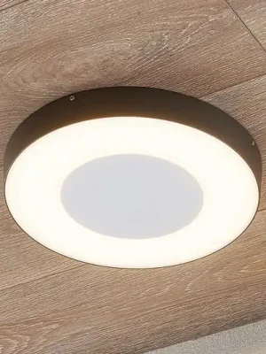 Zlevněný Lucande LED venkovní stropní svítidlo Sora, kulaté, senzor, IP54