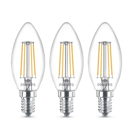 Philips LED svíčka E14 B35 4,3W čirá set 3ks Sleva