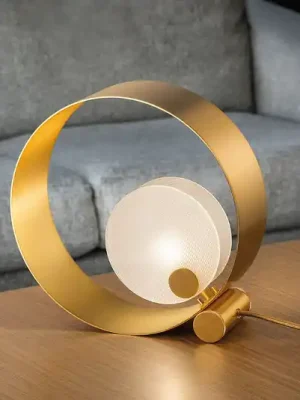 Tovární Cena Stolní lampa Sound TL1, kulatá, zlatý rám, G9