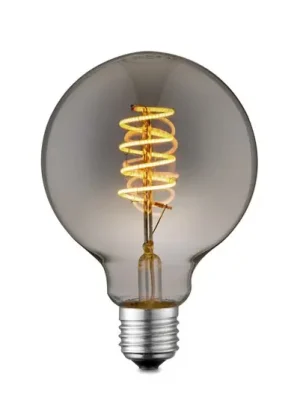 Cenově Výhodný LED žárovka Lucande E27 G95 4 W, kouřová, 1 800 K, stmívatelné