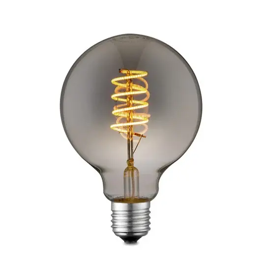 Cenově Výhodný LED žárovka Lucande E27 G95 4 W, kouřová, 1 800 K, stmívatelné