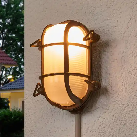 Venkovní nástěnné oválné svítidlo Bengt mosaz-antik/opál Expresní Doručení