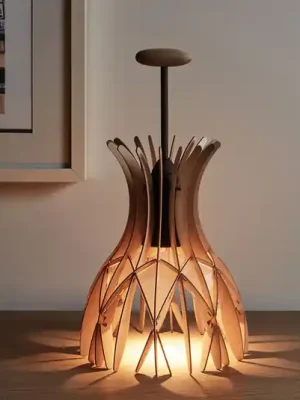 Výprodej Bover Domita M/36 dřevěná stolní lampa, hnědá/buk