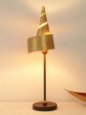 Zlatá stolní lampa ZAUBERHUT s kovovým stínidlem Akce