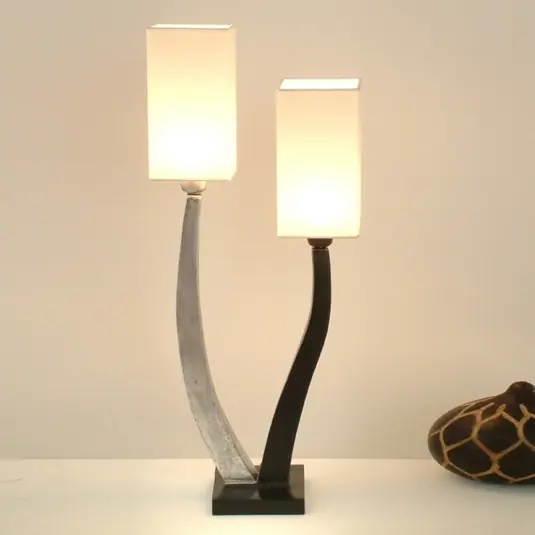 Stolní lampa Quadrangolare 2zdr stříbrná/černá Sezónní Sleva
