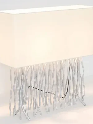 Stolní lampa CAPRI, stříbrná/écru, výška 51 cm, kov, 2 x E14 Nízká Cena