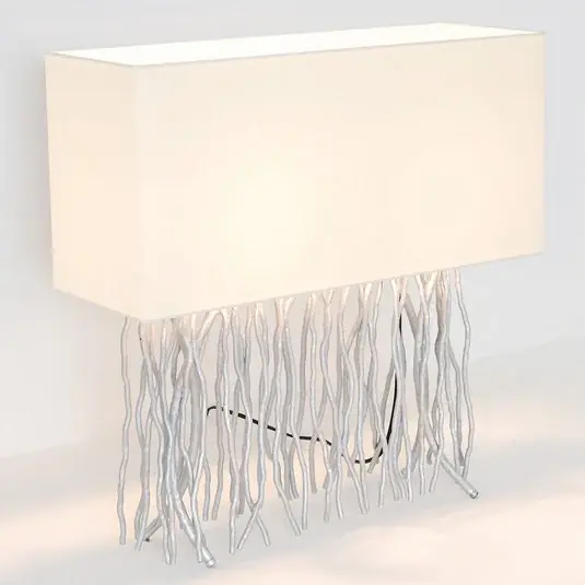 Stolní lampa CAPRI, stříbrná/écru, výška 51 cm, kov, 2 x E14 Nízká Cena