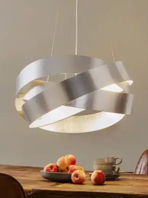 Pouze Dnes Závěsné svítidlo Pura se stříbrným listem, 60 cm, 3x E27