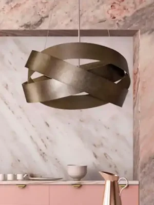 Ověřený Závěsné svítidlo Pura, mosazná barva, kov, Ø 60 cm, 3 x E27