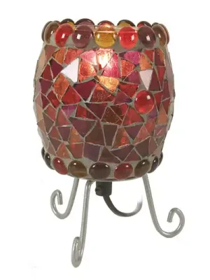 Víkendová Akce Stolní lampa Enya se skleněnou mozaikou, červená