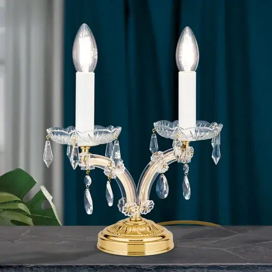 Dokud Zásoby Vydrží Noblesní stolní lampa TJURA s krystaly