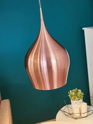 Zářivé závěsné svítidlo, Ø 26 cm, kovově růžová barva Must-Have
