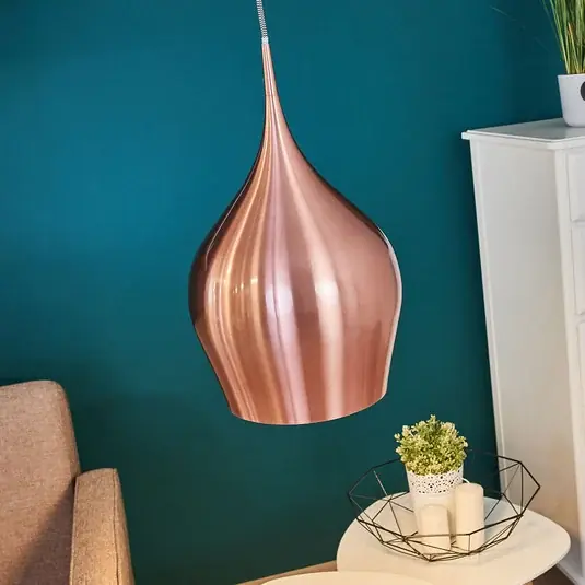 Zářivé závěsné svítidlo, Ø 26 cm, kovově růžová barva Must-Have