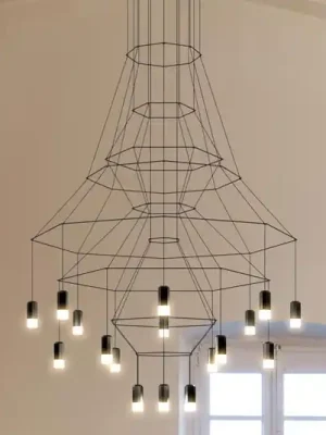 LED závěsné světlo Vibia Wireflow, černé, 279 cm Časově Omezené