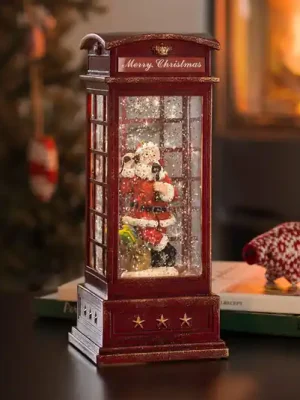 Akce LED dekorační telefonní budka se Santa Clausem